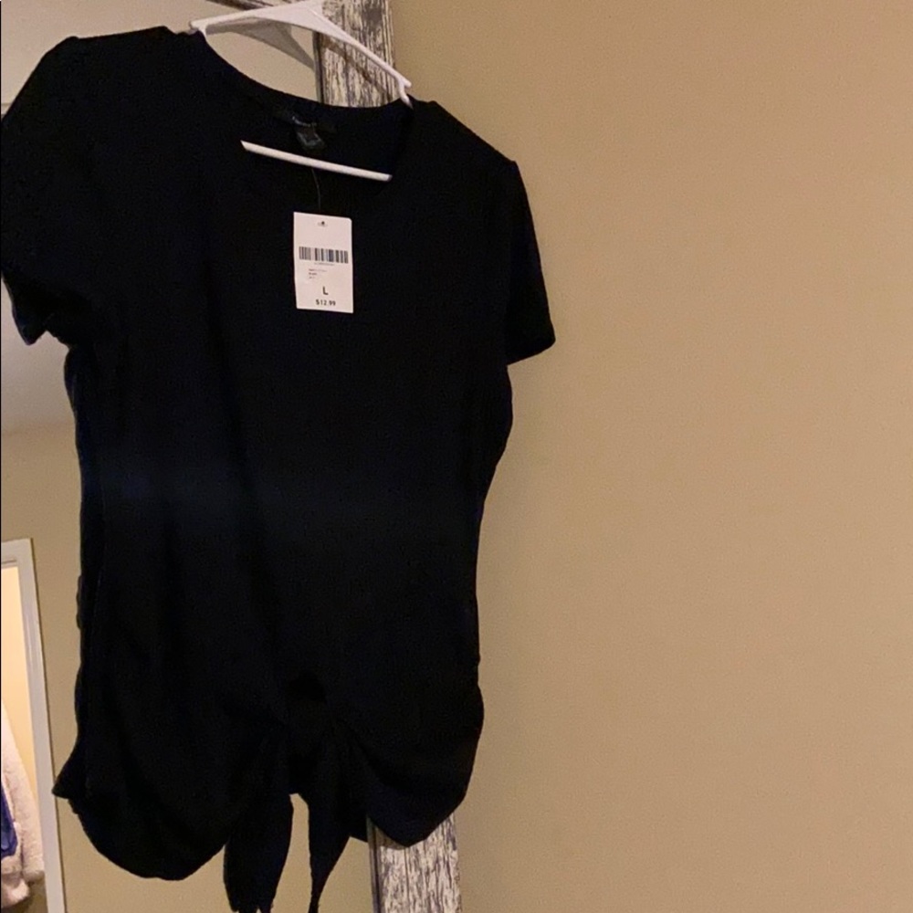 Black Knit Top, Ties in front